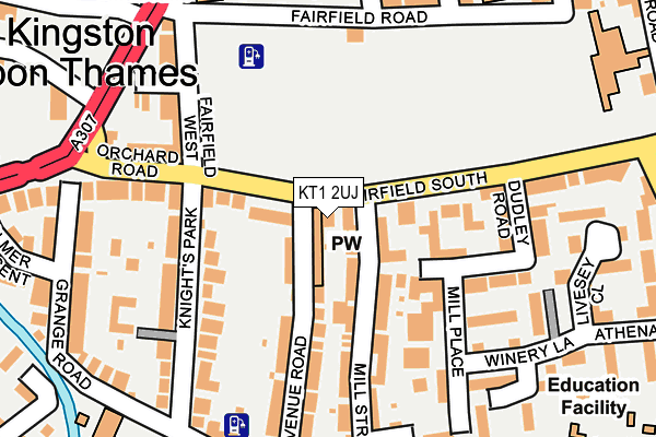 KT1 2UJ map - OS OpenMap – Local (Ordnance Survey)