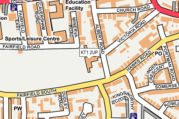 KT1 2UP map - OS OpenMap – Local (Ordnance Survey)