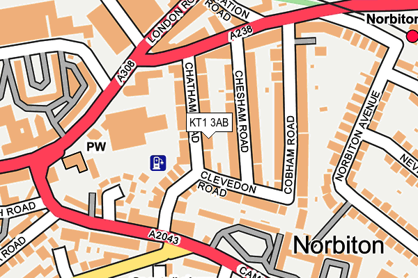 KT1 3AB map - OS OpenMap – Local (Ordnance Survey)