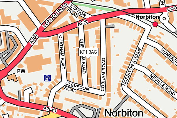 KT1 3AG map - OS OpenMap – Local (Ordnance Survey)