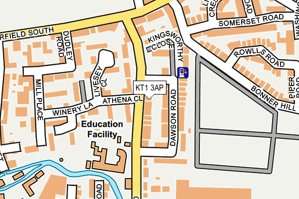 KT1 3AP map - OS OpenMap – Local (Ordnance Survey)