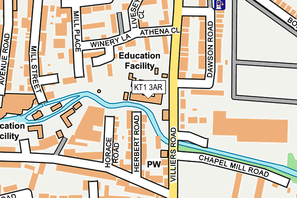 KT1 3AR map - OS OpenMap – Local (Ordnance Survey)