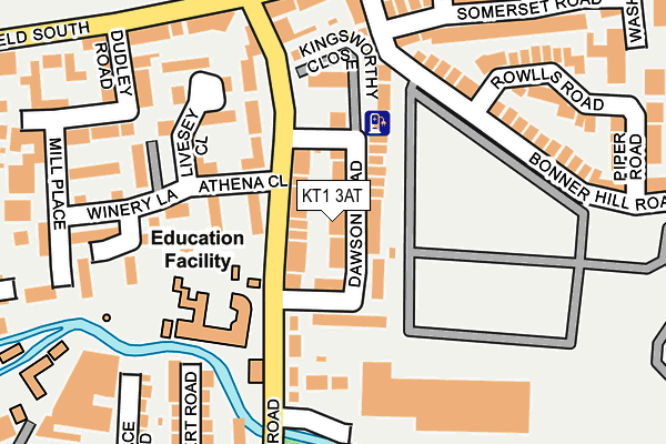 KT1 3AT map - OS OpenMap – Local (Ordnance Survey)