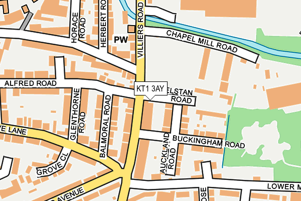 KT1 3AY map - OS OpenMap – Local (Ordnance Survey)