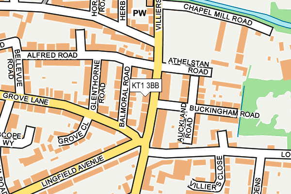 KT1 3BB map - OS OpenMap – Local (Ordnance Survey)
