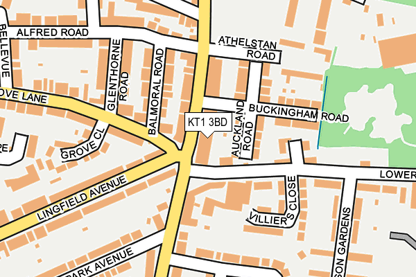 KT1 3BD map - OS OpenMap – Local (Ordnance Survey)