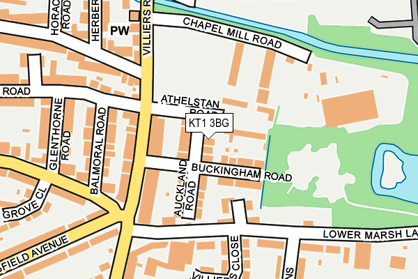 KT1 3BG map - OS OpenMap – Local (Ordnance Survey)