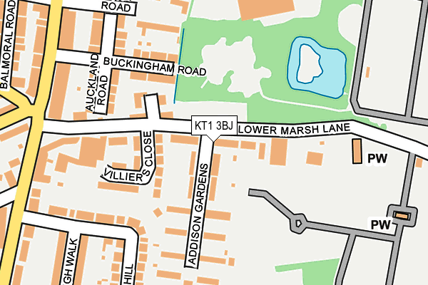 KT1 3BJ map - OS OpenMap – Local (Ordnance Survey)