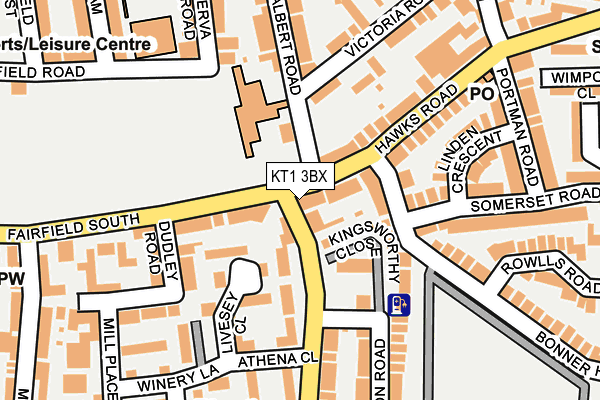 KT1 3BX map - OS OpenMap – Local (Ordnance Survey)