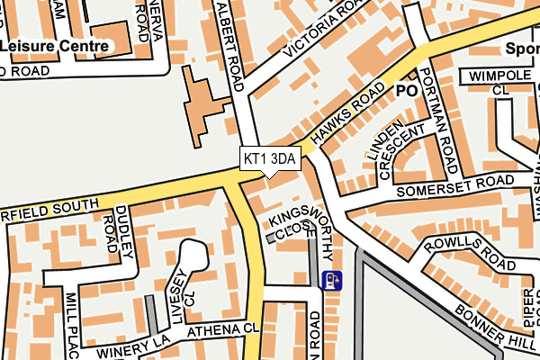 KT1 3DA map - OS OpenMap – Local (Ordnance Survey)