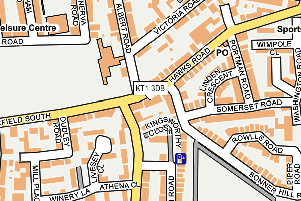 KT1 3DB map - OS OpenMap – Local (Ordnance Survey)