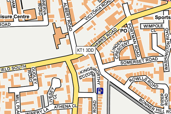 KT1 3DD map - OS OpenMap – Local (Ordnance Survey)