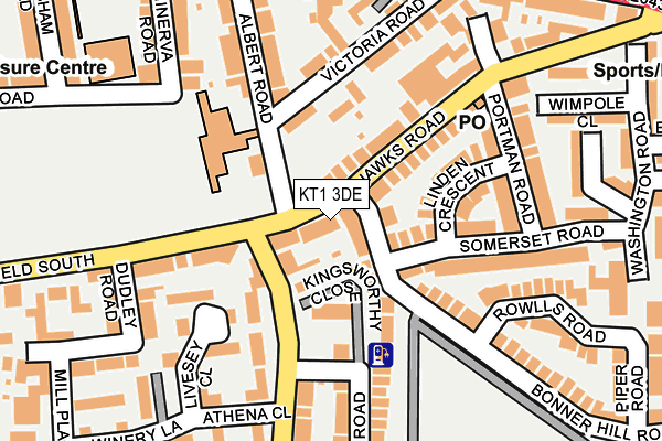 KT1 3DE map - OS OpenMap – Local (Ordnance Survey)