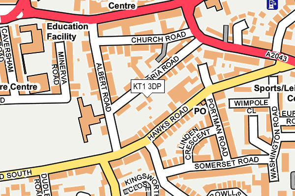 KT1 3DP map - OS OpenMap – Local (Ordnance Survey)