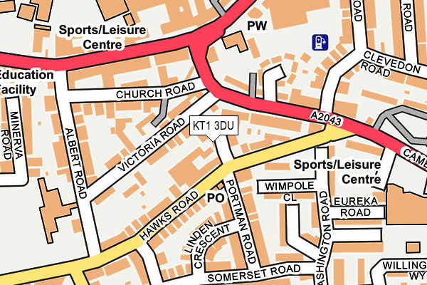 KT1 3DU map - OS OpenMap – Local (Ordnance Survey)