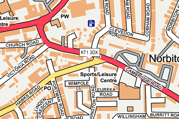 KT1 3DX map - OS OpenMap – Local (Ordnance Survey)