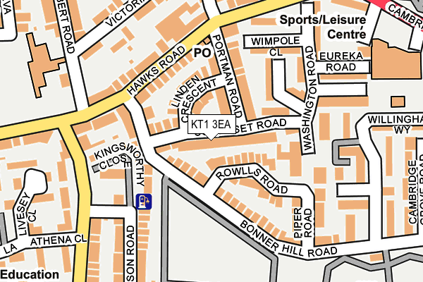 KT1 3EA map - OS OpenMap – Local (Ordnance Survey)