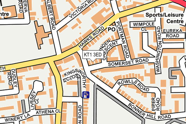 KT1 3ED map - OS OpenMap – Local (Ordnance Survey)
