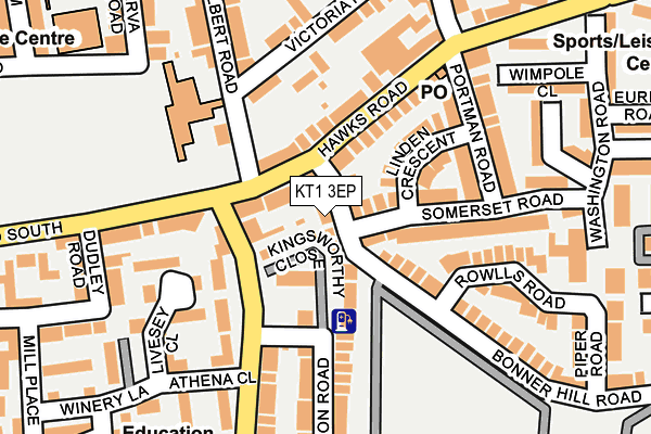 KT1 3EP map - OS OpenMap – Local (Ordnance Survey)