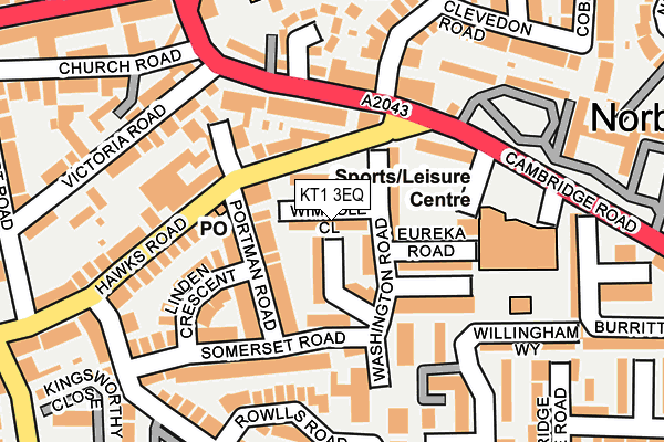 KT1 3EQ map - OS OpenMap – Local (Ordnance Survey)