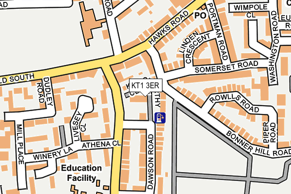 KT1 3ER map - OS OpenMap – Local (Ordnance Survey)