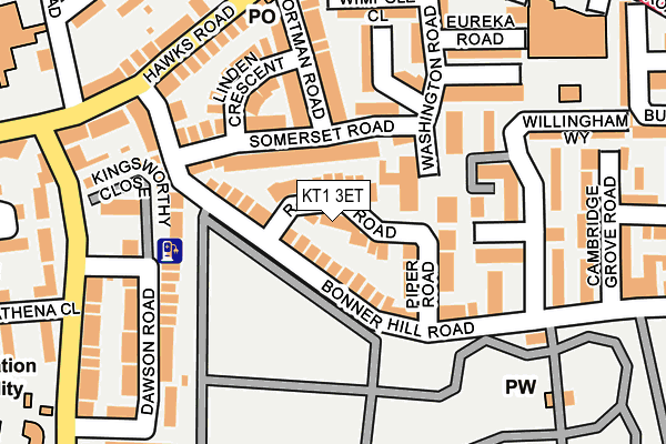 KT1 3ET map - OS OpenMap – Local (Ordnance Survey)
