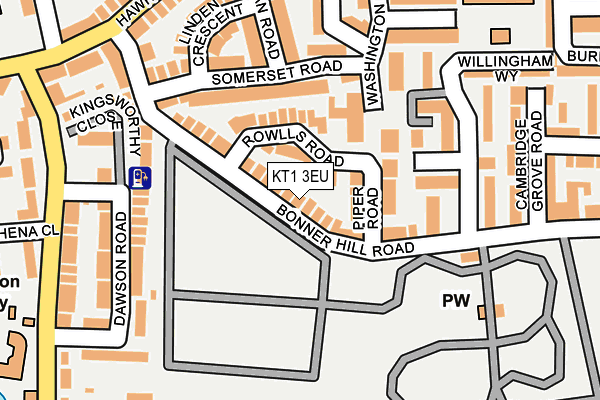 KT1 3EU map - OS OpenMap – Local (Ordnance Survey)