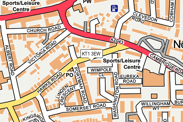KT1 3EW map - OS OpenMap – Local (Ordnance Survey)
