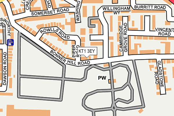 KT1 3EY map - OS OpenMap – Local (Ordnance Survey)