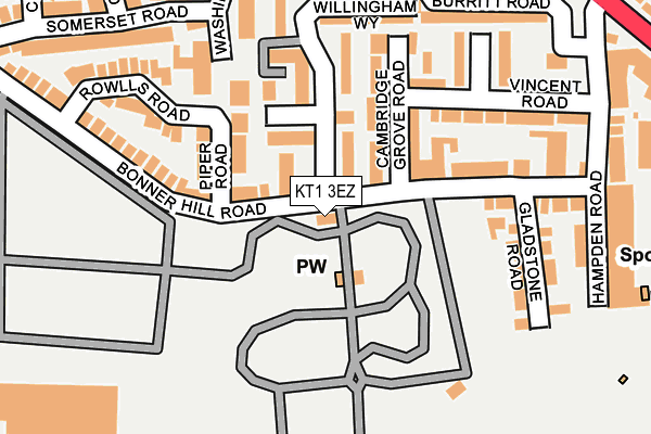 KT1 3EZ map - OS OpenMap – Local (Ordnance Survey)