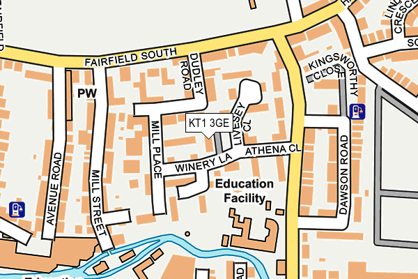 KT1 3GE map - OS OpenMap – Local (Ordnance Survey)