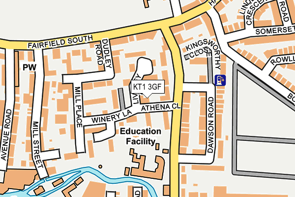 KT1 3GF map - OS OpenMap – Local (Ordnance Survey)