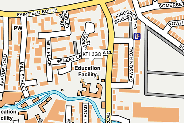 KT1 3GQ map - OS OpenMap – Local (Ordnance Survey)