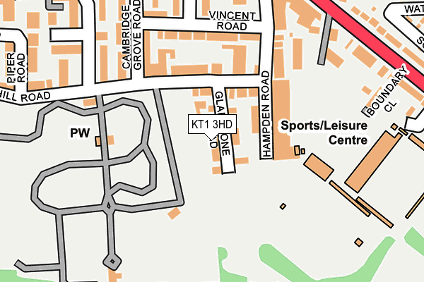 KT1 3HD map - OS OpenMap – Local (Ordnance Survey)