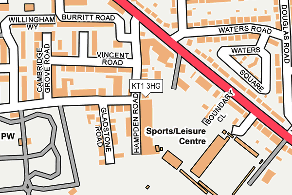 KT1 3HG map - OS OpenMap – Local (Ordnance Survey)