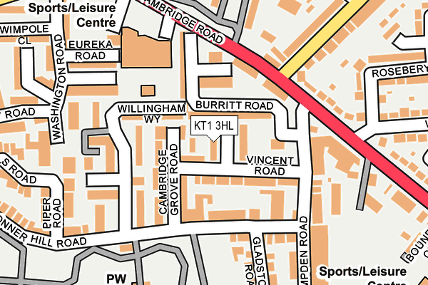 KT1 3HL map - OS OpenMap – Local (Ordnance Survey)