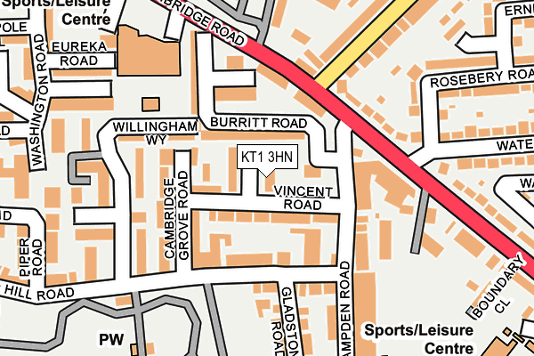 KT1 3HN map - OS OpenMap – Local (Ordnance Survey)