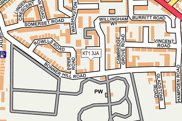 KT1 3JA map - OS OpenMap – Local (Ordnance Survey)