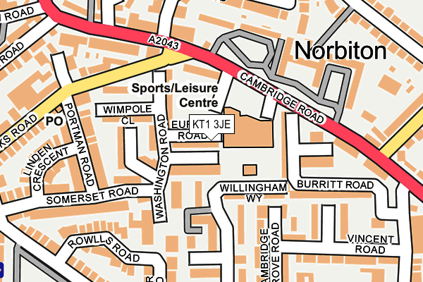 KT1 3JE map - OS OpenMap – Local (Ordnance Survey)