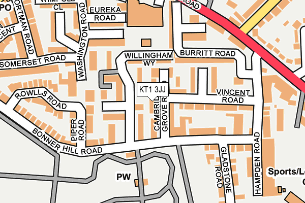 KT1 3JJ map - OS OpenMap – Local (Ordnance Survey)