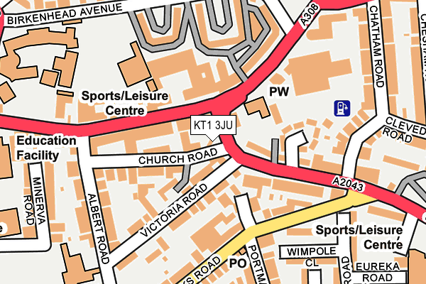 KT1 3JU map - OS OpenMap – Local (Ordnance Survey)