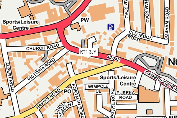 KT1 3JY map - OS OpenMap – Local (Ordnance Survey)