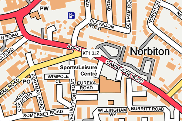 KT1 3JZ map - OS OpenMap – Local (Ordnance Survey)