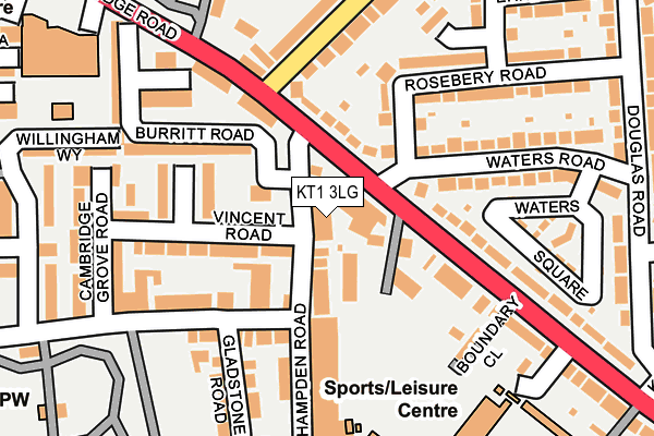 KT1 3LG map - OS OpenMap – Local (Ordnance Survey)