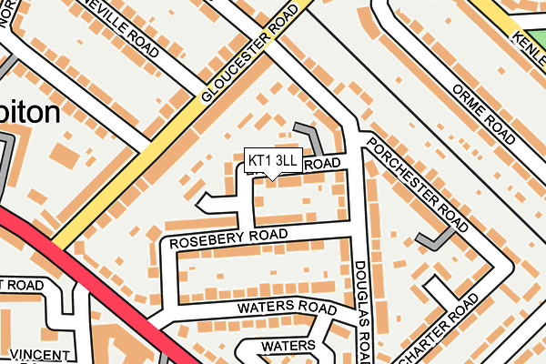 KT1 3LL map - OS OpenMap – Local (Ordnance Survey)