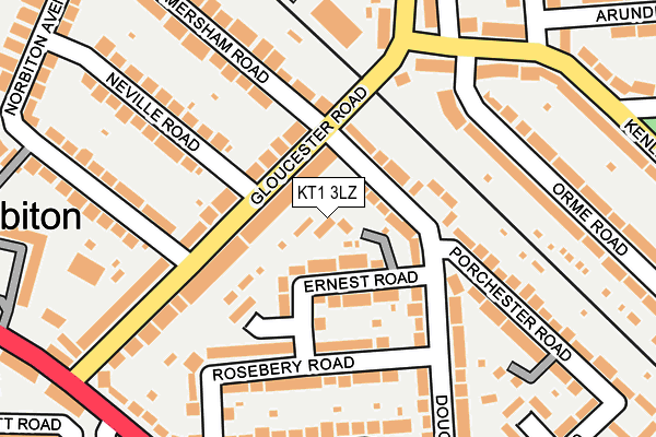 KT1 3LZ map - OS OpenMap – Local (Ordnance Survey)