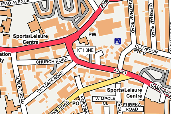 KT1 3NE map - OS OpenMap – Local (Ordnance Survey)