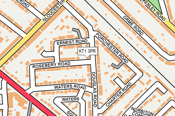 KT1 3PR map - OS OpenMap – Local (Ordnance Survey)