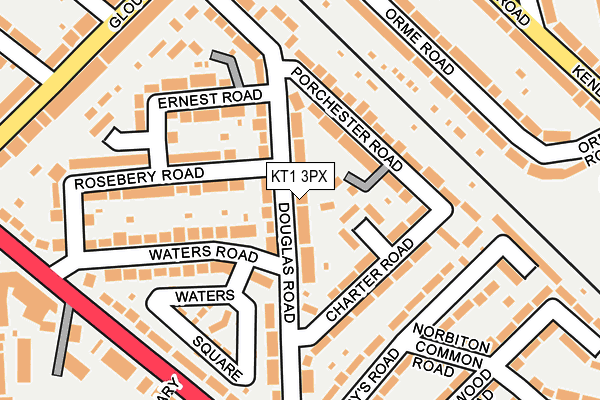 KT1 3PX map - OS OpenMap – Local (Ordnance Survey)