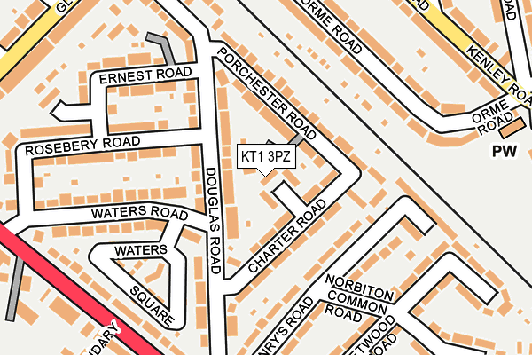 KT1 3PZ map - OS OpenMap – Local (Ordnance Survey)